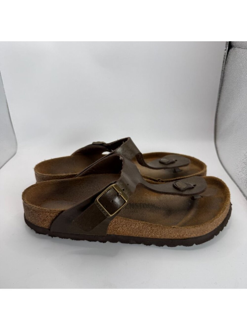 Birkenstock Womens Brown Gizeh Sandals Size 39 EU / US 8 Cork Adjustable Strap - Picture 5 of 8